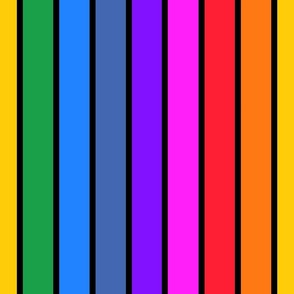 Bright rainbow and black stripes - vertical - extra large