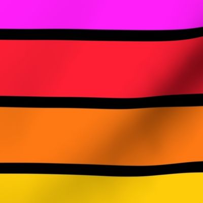 Bright rainbow and black stripes - horizontal - extra large