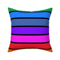 Bright rainbow and black stripes - horizontal - extra large