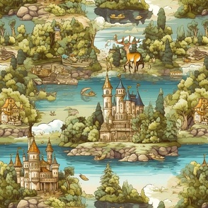 Fairy castle countryside lake