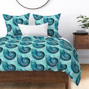 Coastal  Nautilus Shell Summer Pattern With In Turquoise