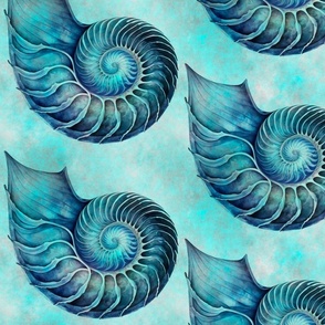 Coastal  Nautilus Shell Summer Pattern With In Turquoise