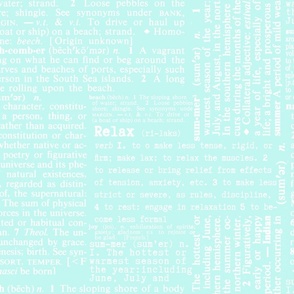 White  On Turquoise Dictionary Text  Summer Pattern
