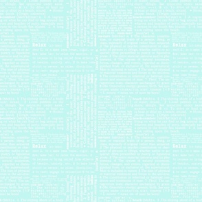 White  On Turquoise Dictionary Text  Summer Pattern Smaller Scale