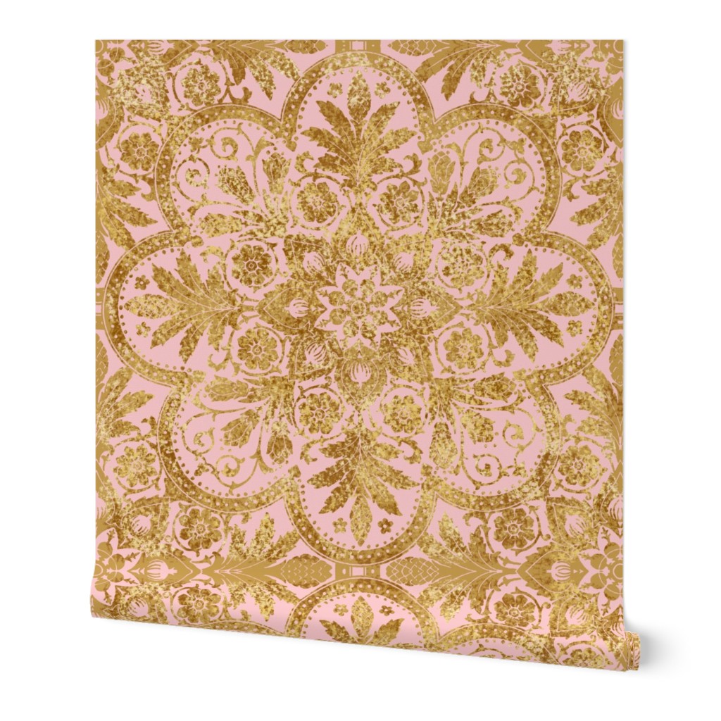 Bourgogne Tile ~ Gilt Gold and Dauphine Pink 