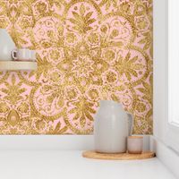 Bourgogne Tile ~ Gilt Gold and Dauphine Pink 