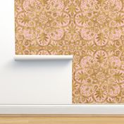 Bourgogne Tile ~ Gilt Gold and Dauphine Pink 