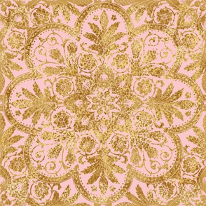 Bourgogne Tile ~ Gilt Gold and Dauphine Pink 