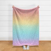 Unicorn Rainbow Ombre Polka Dots Sequins | Large 2 yard pastel rainbow repeat for wallpaper, bedding, and curtains