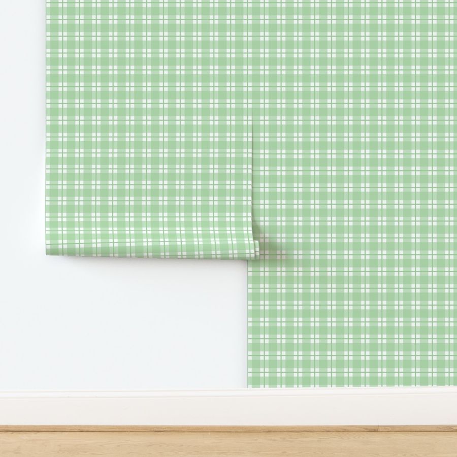 Medium scale green plaid - green gingham with narrow darker stripe - 6 inch repeat