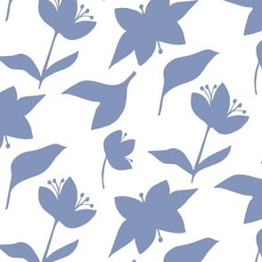 Blue flowers with white background_silhouette