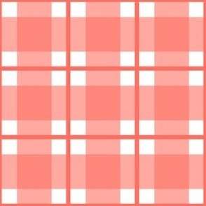 Medium scale Living Coral plaid - Living Coral gingham with narrow darker stripe - 6 inch repeat
