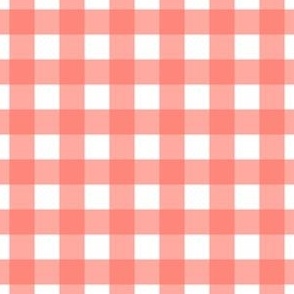 Small scale coral gingham - Living Coral and white check - 3 inch repeat