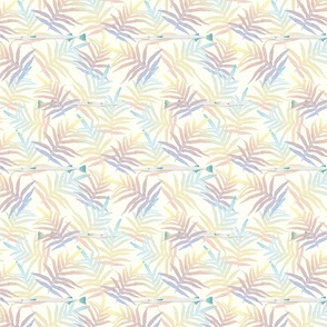 S - Colorful Pastel Tropical fishes with leaves in the sea