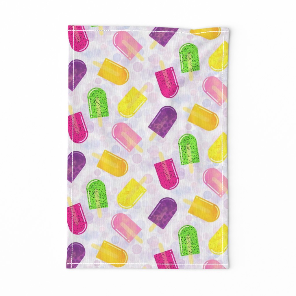 Tossed Fruit Popsicles on Pastel Bubble