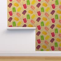 Tossed Fruit Popsicles on Pastel Bubble
