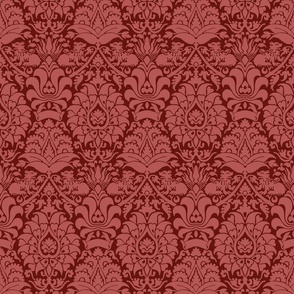 for Robin: damask with lions, DARKER dark red 6W