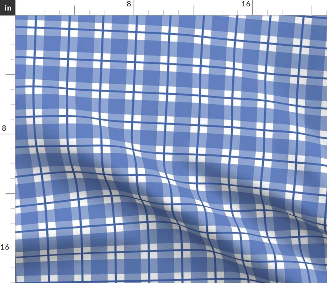 Medium scale royal blue plaid - royal blue gingham with narrow darker stripe - 6 inch repeat