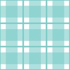 Medium scale turquoise plaid - turquoise gingham with narrow darker stripe - 6 inch repeat