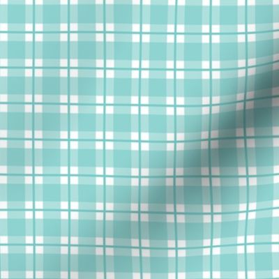 Small scale turquoise plaid - turquoise gingham with narrow darker stripe - 3 inch repeat