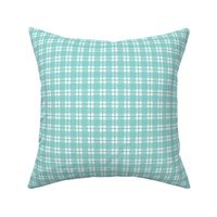 Small scale turquoise plaid - turquoise gingham with narrow darker stripe - 3 inch repeat