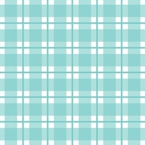 Small scale turquoise plaid - turquoise gingham with narrow darker stripe - 3 inch repeat