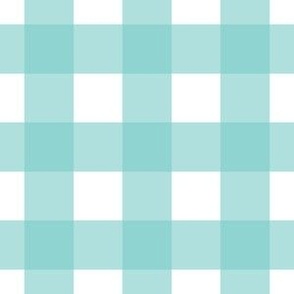 Medium scale turquoise gingham - turquoise and white check - 6 inch repeat