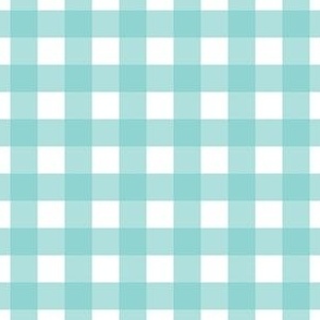 Small scale turquoise gingham - turquoise and white check - 3 inch repeat