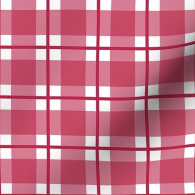 Medium scale Viva Magenta plaid - red gingham check with narrow darker stripe - 3 inch repeat