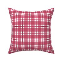 Medium scale Viva Magenta plaid - red gingham check with narrow darker stripe - 3 inch repeat