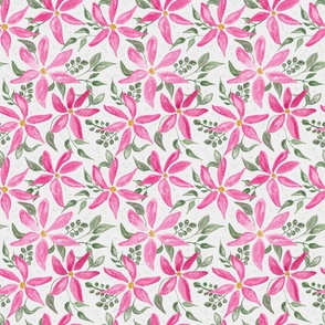 Hand Painted Watercolour Pink Spring Floral Warm White Small