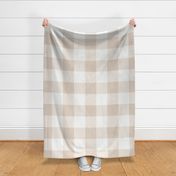 Gingham 6-INCH: Pale Brown Neutral Gingham Check Large Scale, Buffalo Check, Buffalo Plaid