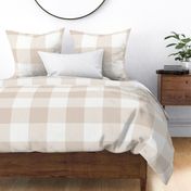 Gingham 6-INCH: Pale Brown Neutral Gingham Check Large Scale, Buffalo Check, Buffalo Plaid