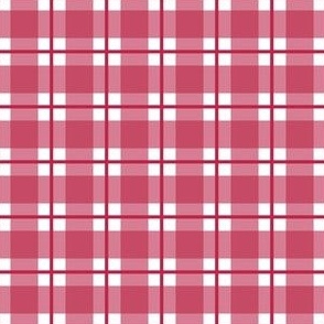 Small scale Viva Magenta plaid - red gingham check with narrow darker stripe - 3 inch repeat