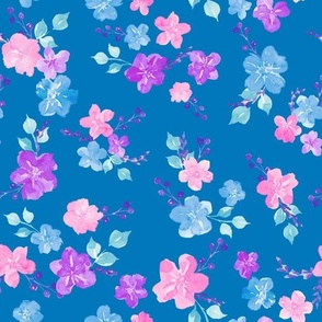 Vibrant Mermaid Floral Ocean Depths Blue - Angelina Maria Designs