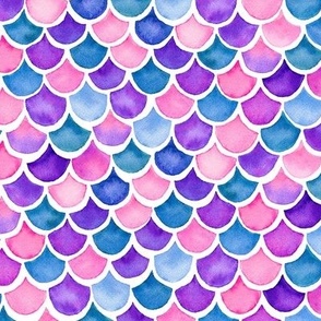 Vibrant Watercolor Mermaid Scales - Large - Angelina Maria Designs