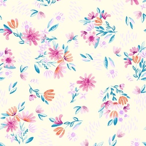 Pastel Garden Bouquet_in Cream_LARGE_16x20_(wallpaper 24x30)