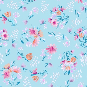 Pastel Garden Bouquet_in Baby Blue_LARGE_16x20_(wallpaper 24x30)