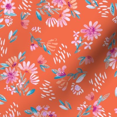 Pastel Garden Bouquet_in Orange_MEDIUM_10.5x13_(wallpaper 12x15)
