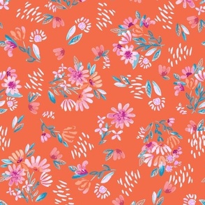 Pastel Garden Bouquet_in Orange_MEDIUM_10.5x13_(wallpaper 12x15)