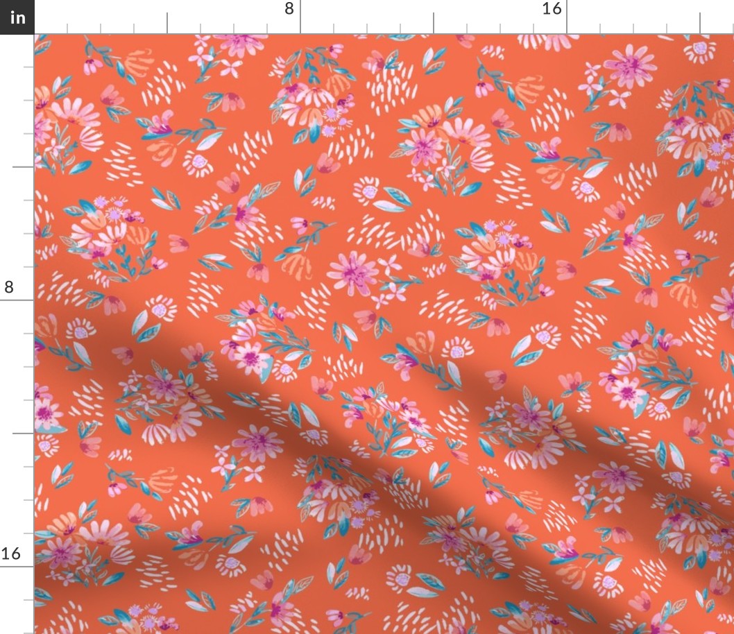 Pastel Garden Bouquet_in Orange_MEDIUM_10.5x13_(wallpaper 12x15)