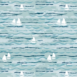 Waves and Sails - Teal - Medium