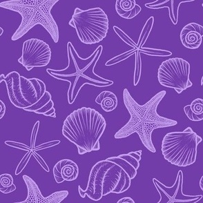 Seashells and Starfish Blue Violet - Angelina Maria Designs