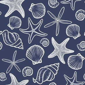 Seashells and Starfish Navy and White - Angelina Maria Designs