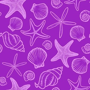 Seashells and Starfish Purple - Angelina Maria Designs