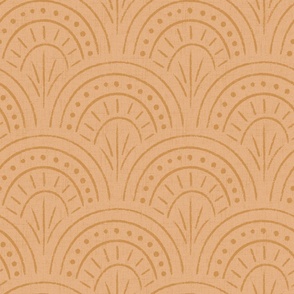 Large | Textured Boho Scallop Pattern in Mustard