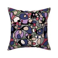 Retro Colorful Abstract Geometric Line Drawing in Royal Purple/Navy