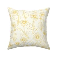 Drawing Daisies in Gold Floral Print (large scale)