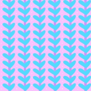 Pastel Blue Abstract Hearts on a Purple/ Pink Background 