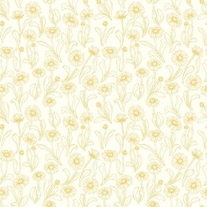 Drawing Daisies in Gold Floral Print 